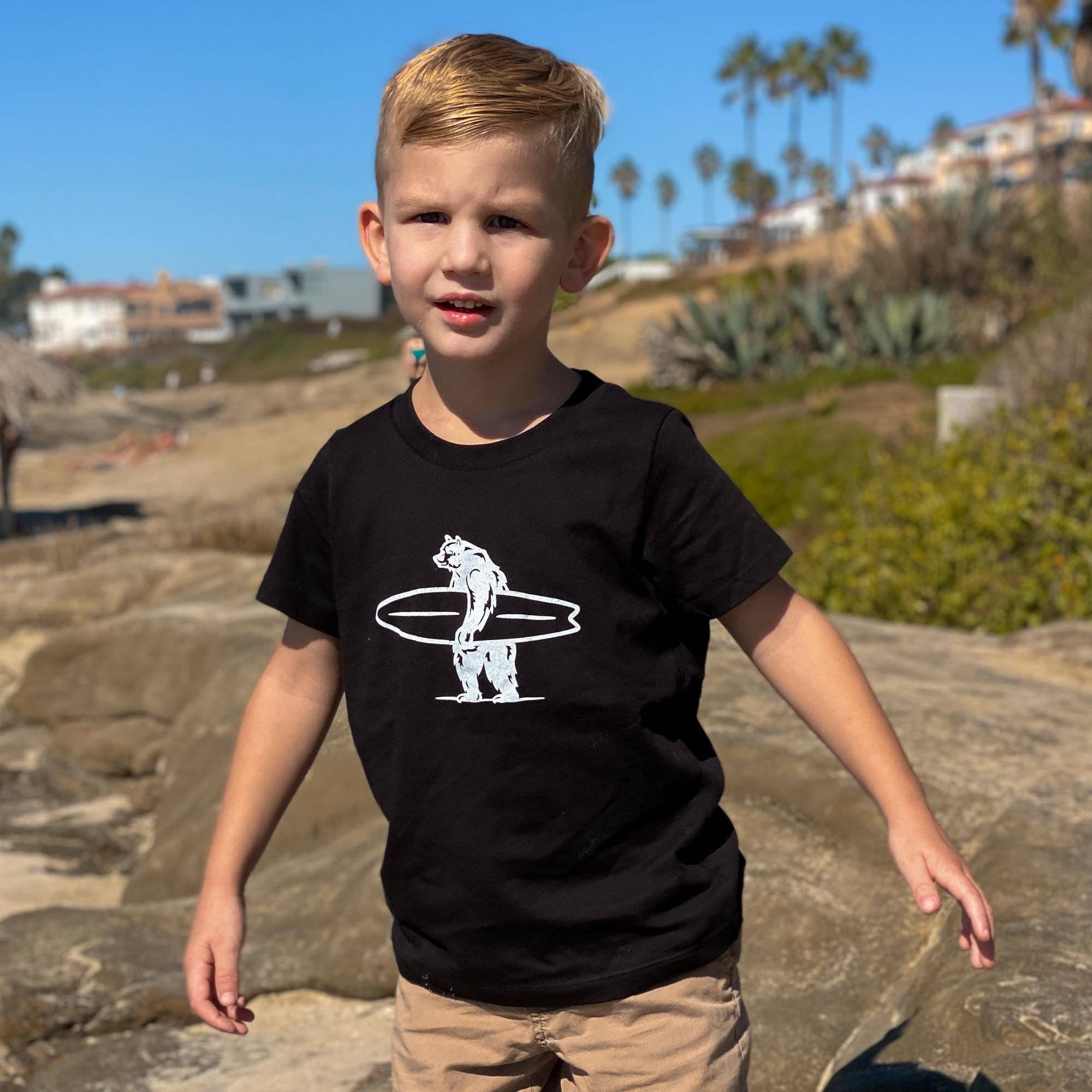 Everyday California: Mini Simply Tee - Kid's California Surfing Bear Short Sleeve