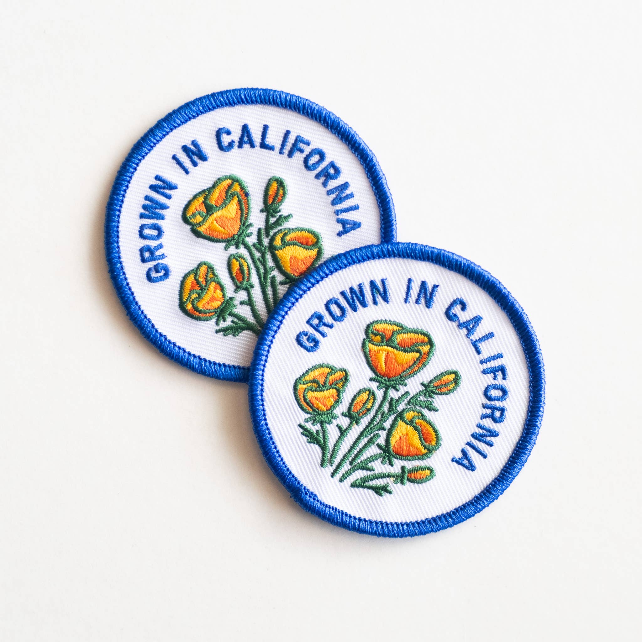 Union Made: Grown In California Embroidered Iron on Patch - Golden Poppy