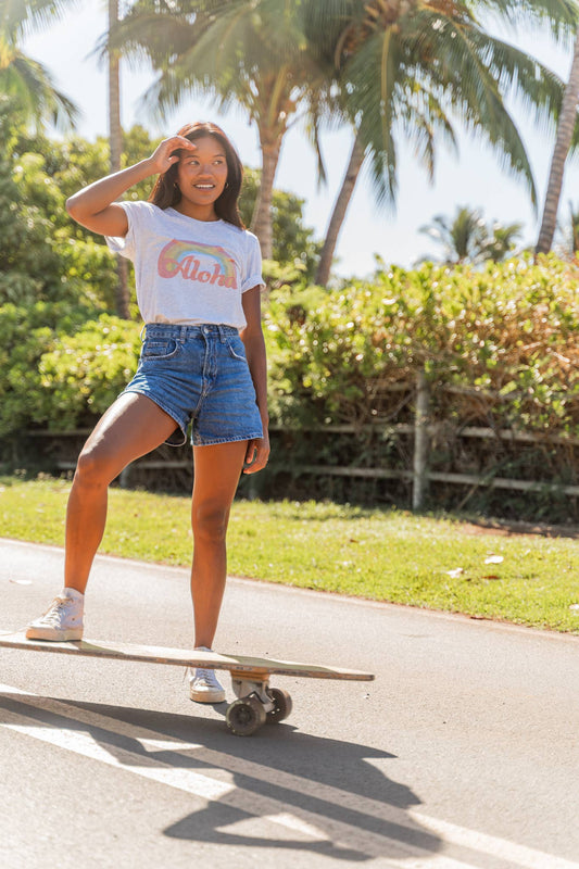 Aloha Lovely: Aloha Retro Rainbow Tee