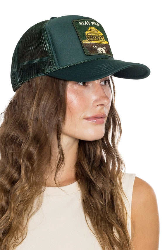 Friday Feelin' Stay Wild Trucker Hat (Deep Green)