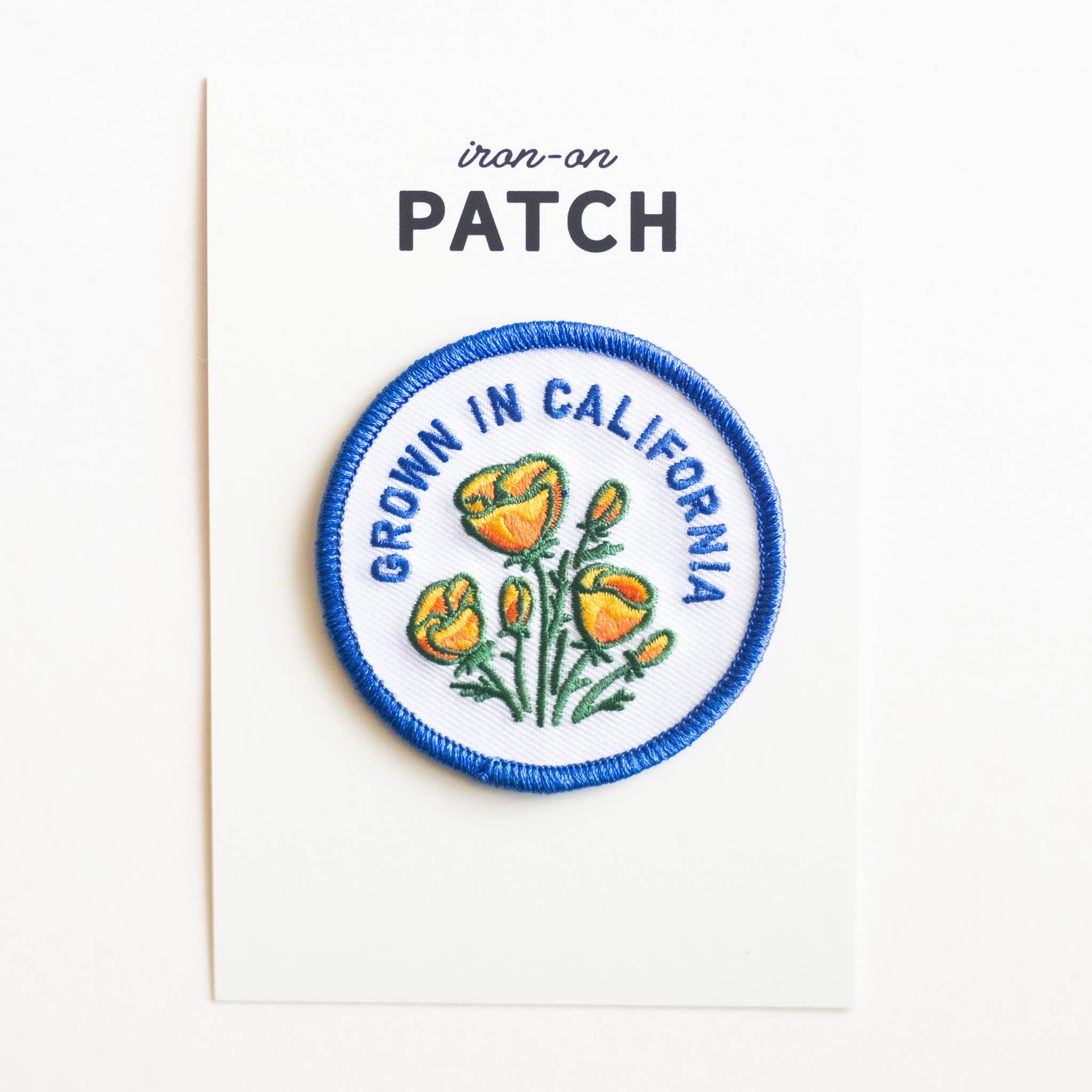 Union Made: Grown In California Embroidered Iron on Patch - Golden Poppy