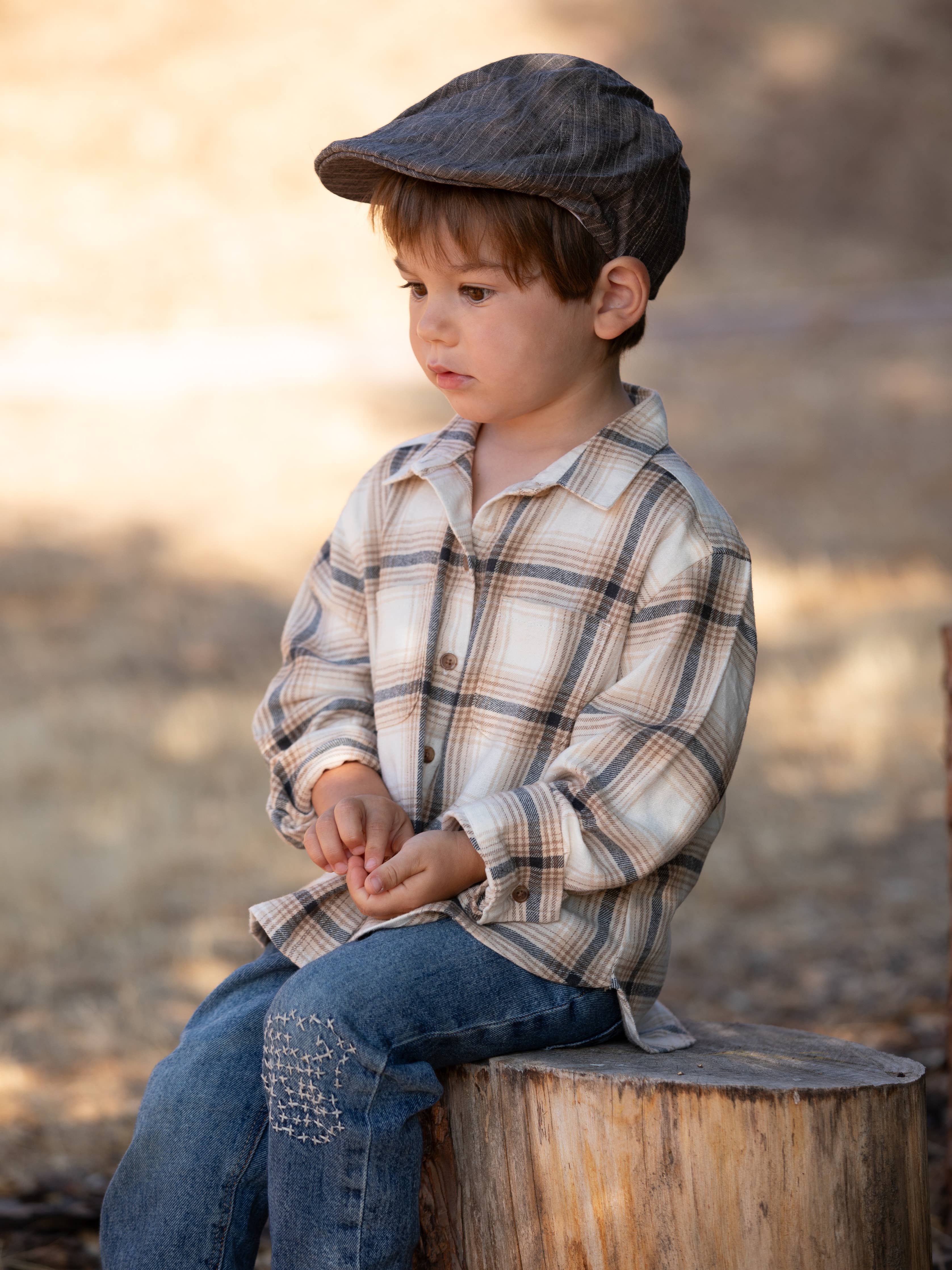 Peppercorn Kids: Vintage Wash Newsboy Cap - Smokey Grey