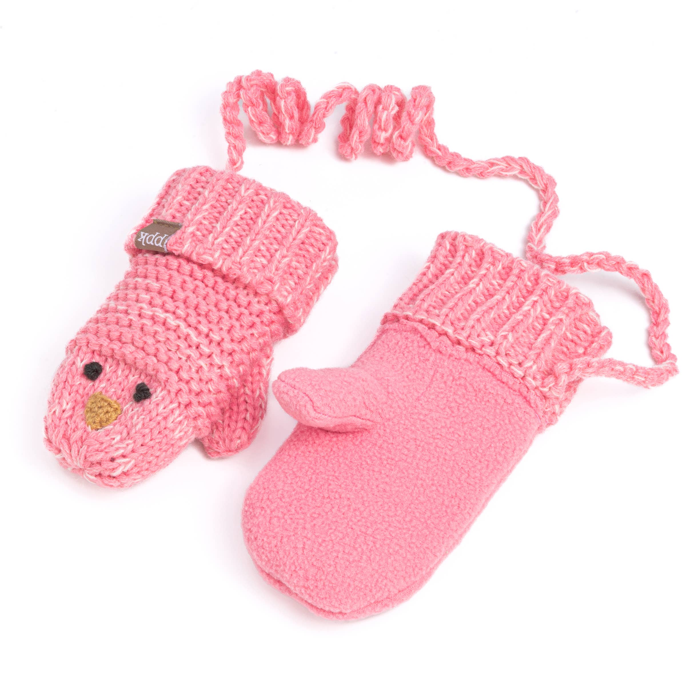 Peppercorn Kids: Knit Baby Chick Mittens - Pink