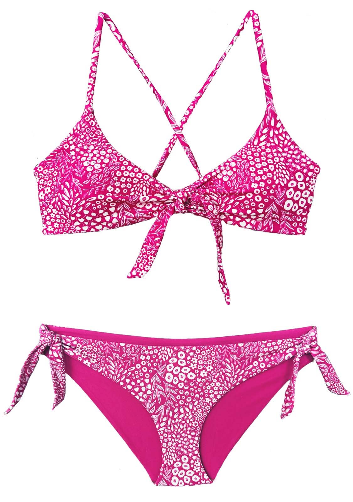 Chance Loves: CORAL Pink 2-Piece Bikini Set (Bralette Top + One-Tie Bottom)