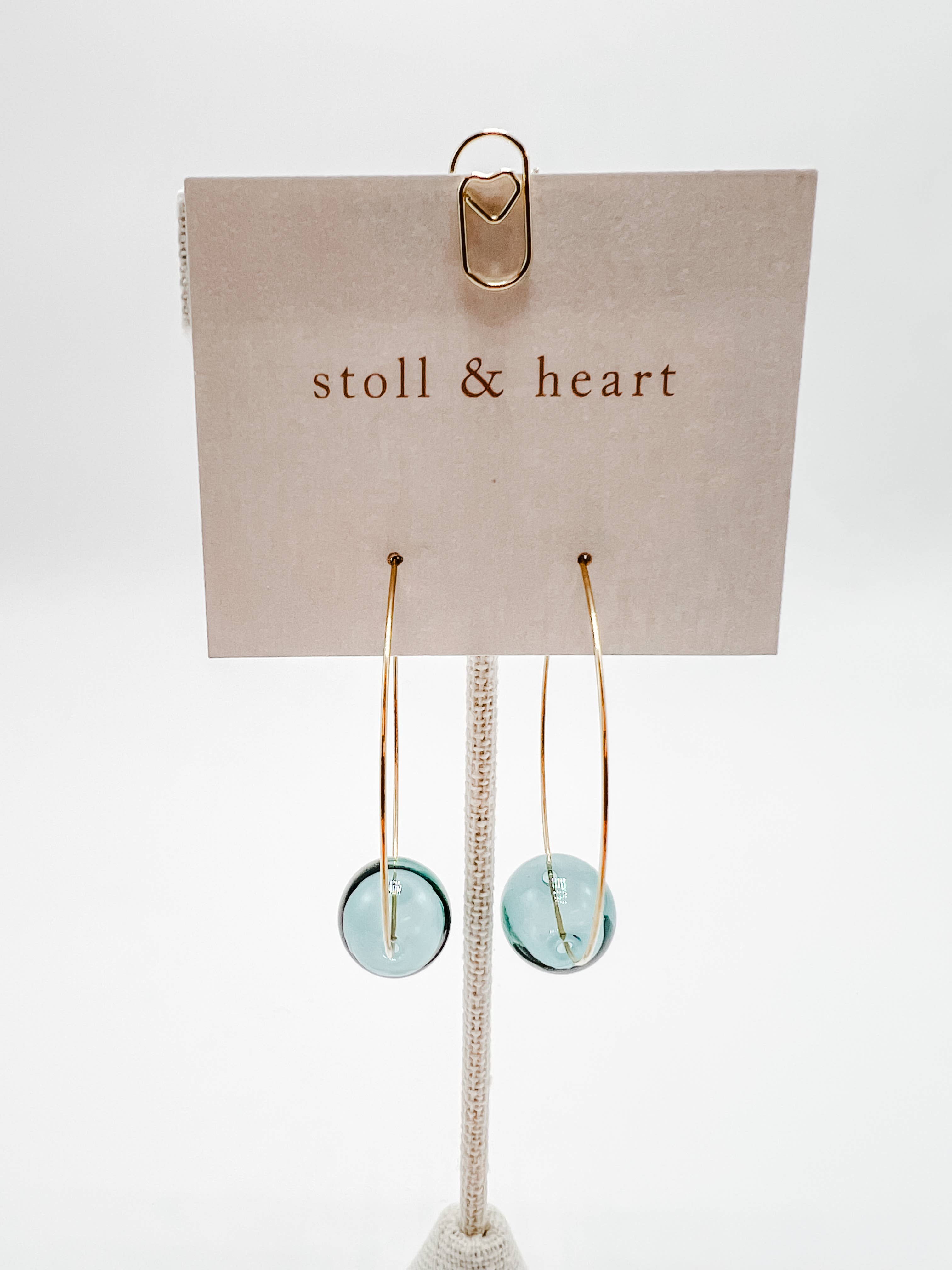 Stoll & Heart Blown Glass Hoop Earrings - Blue