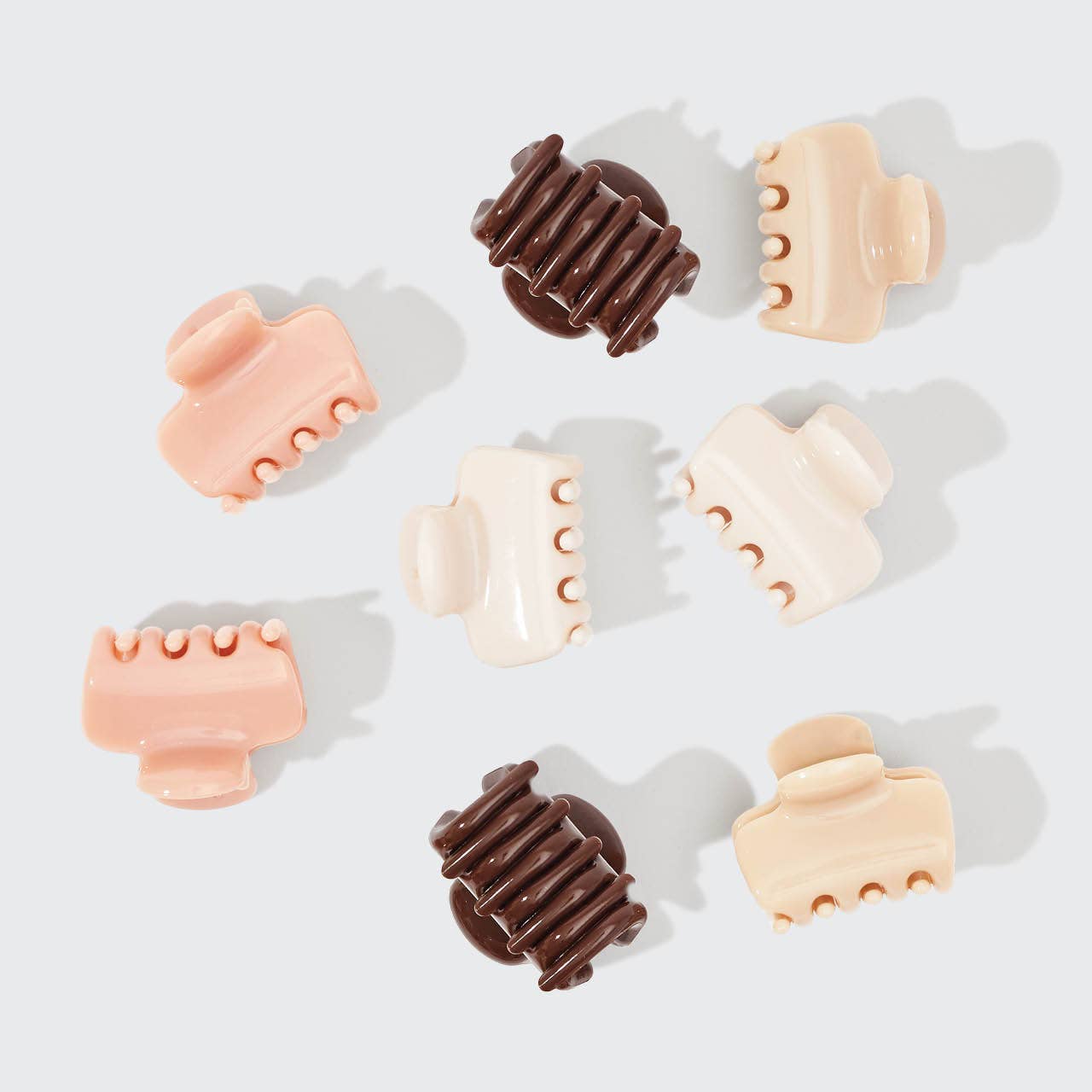 KITSCH: Recycled Plastic Mini Cloud Claw Clips 8pc Set - Rosewood