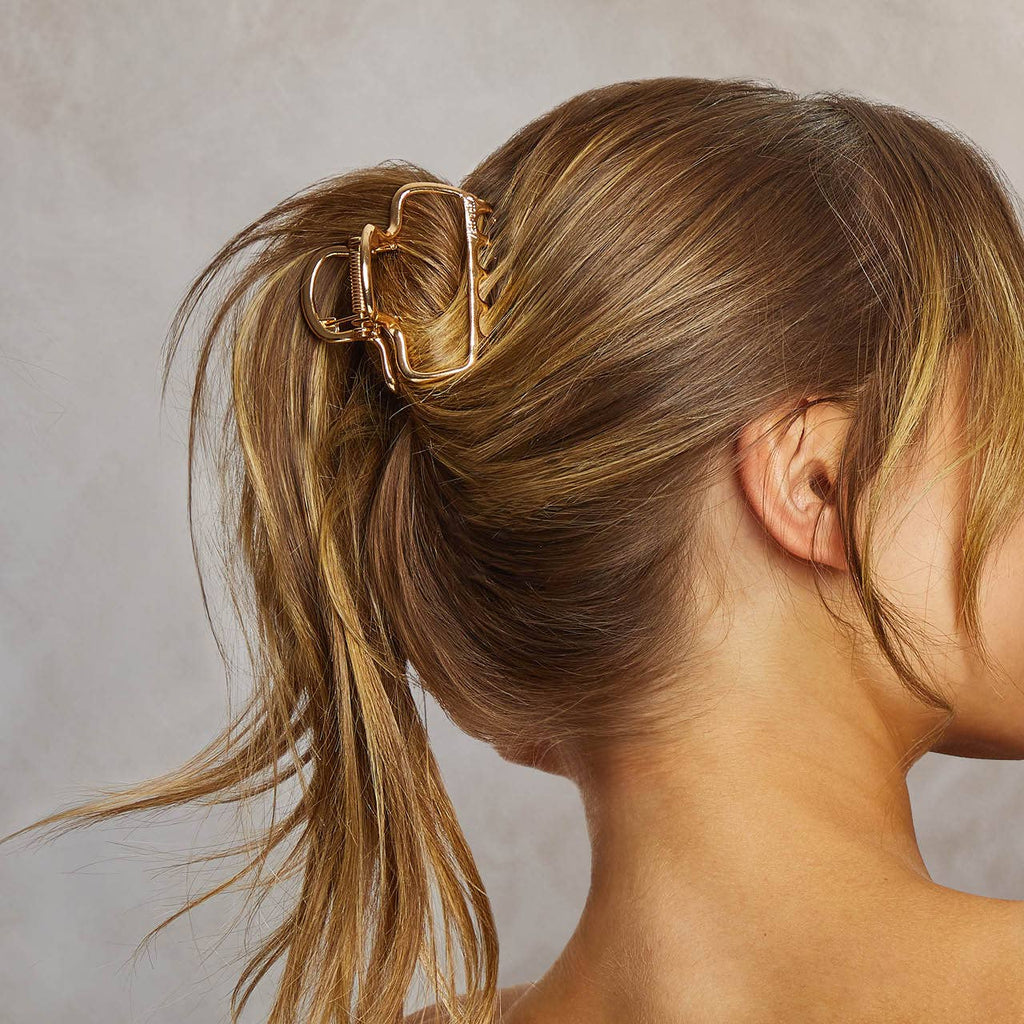 KITSCH: Metal Medium Open Shape Puffy Claw Clip - Gold