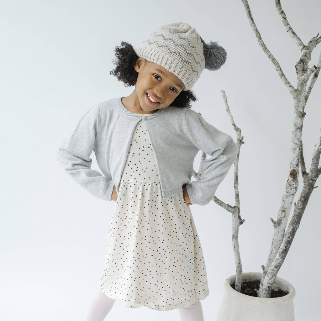Peppercorn Kids: Zigzag Patterned Knit Beanie - Oat/Grey