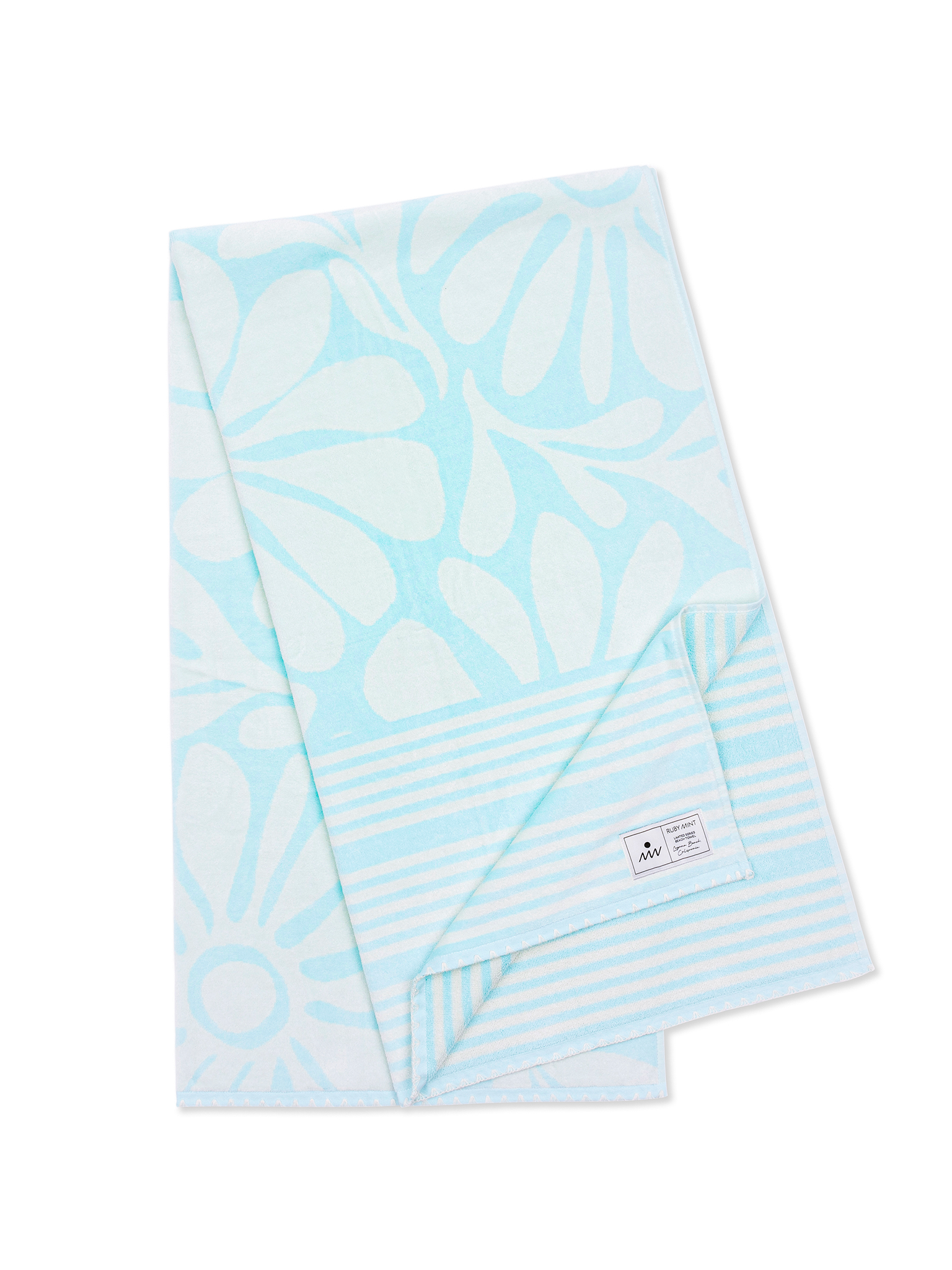 Ruby Mint Cotton Beach Towel Rothschild (Aqua & Ivory)