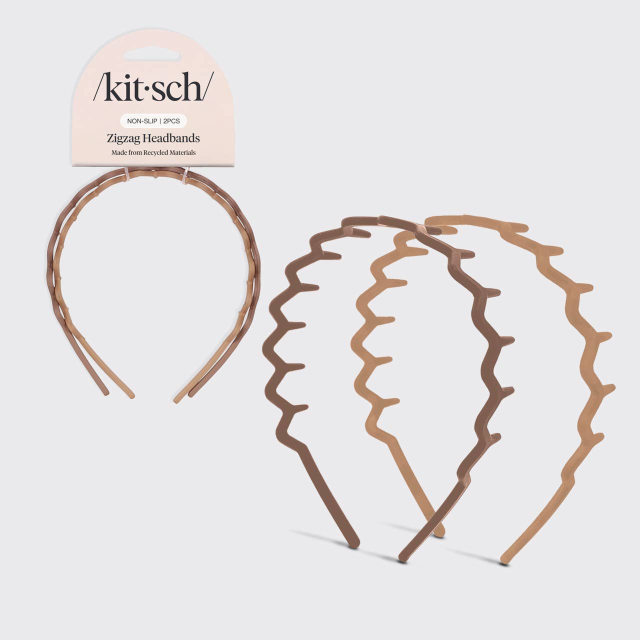 KITSCH Zig Zag Headband 2 piece Set (Neutral)