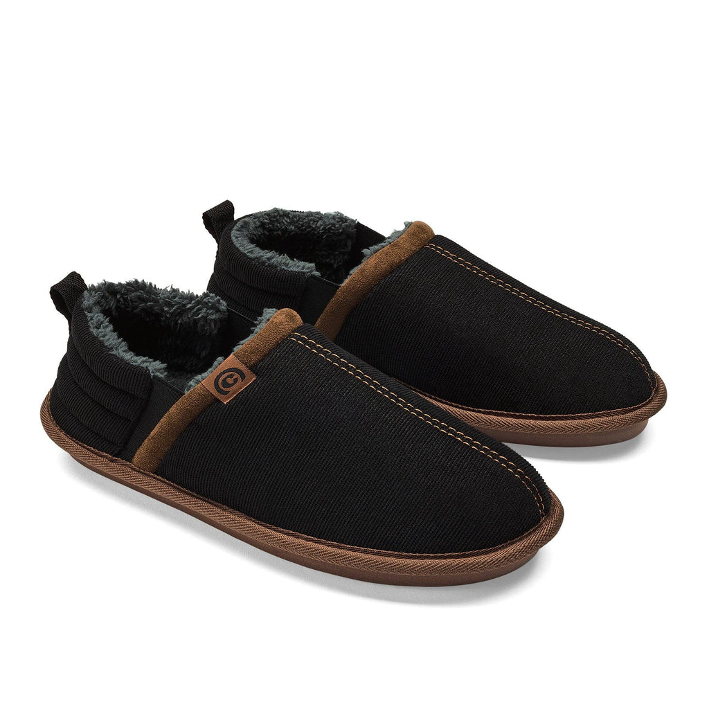 Cobian: Men's Jalama Moccasin - Black Warm and Fuzzy Slipper