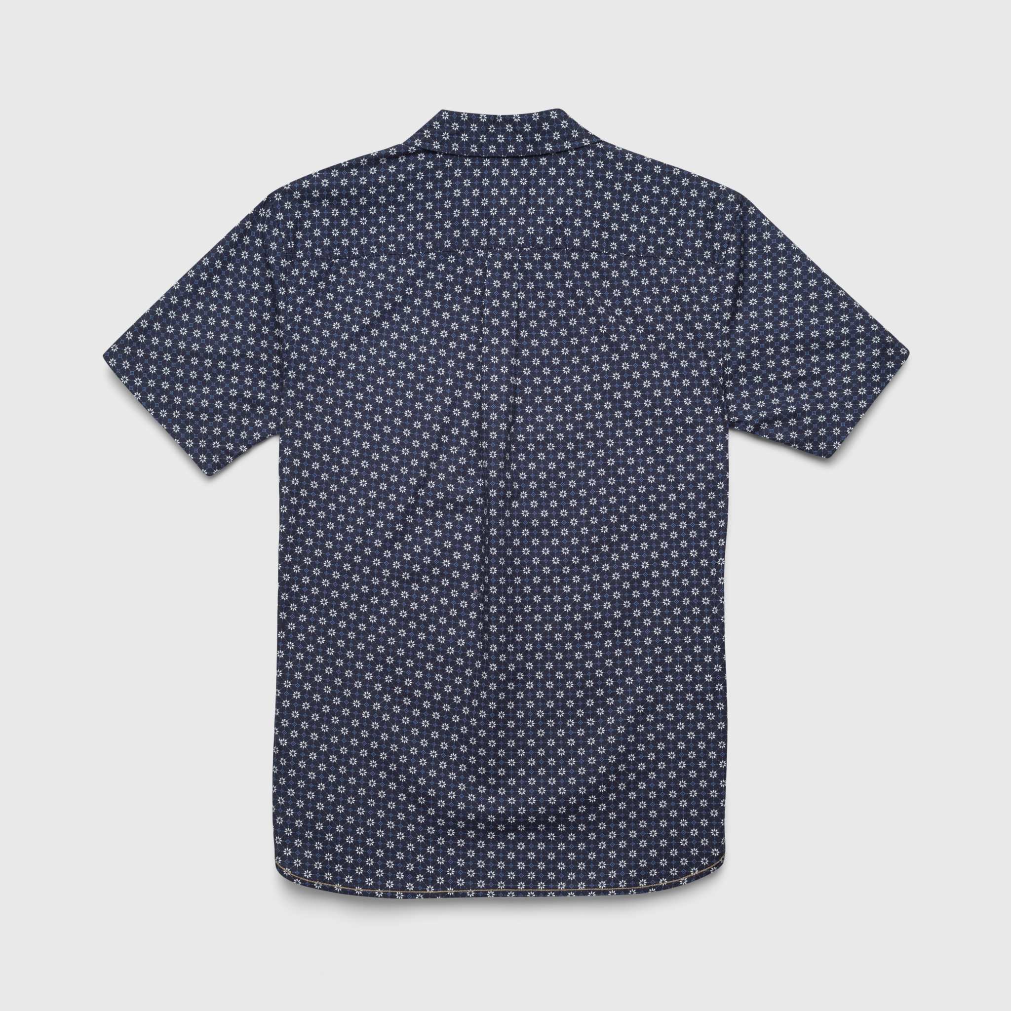 Surfside Supply: Joey S/S Cross Hatch Diamond Printed Shirt - Navy