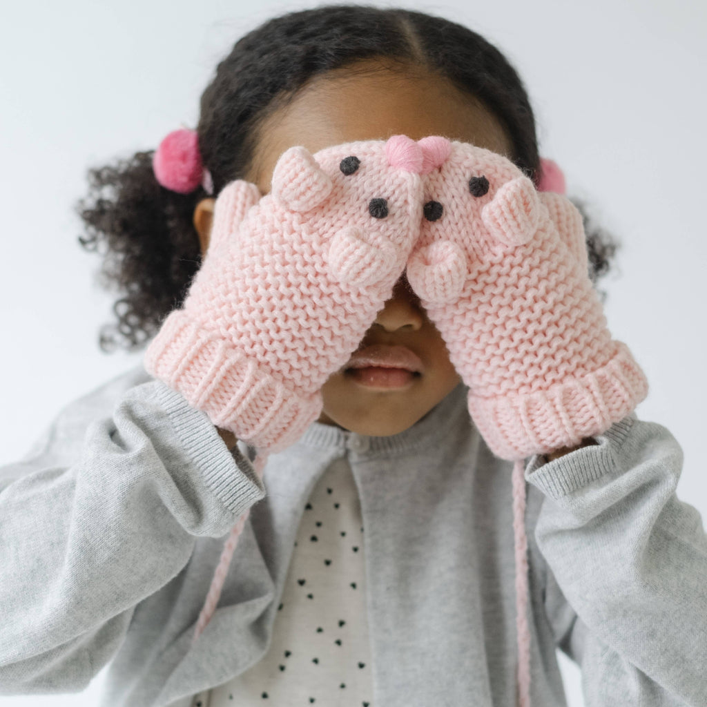 Peppercorn Kids: Knit Mouse Mittens - Pink