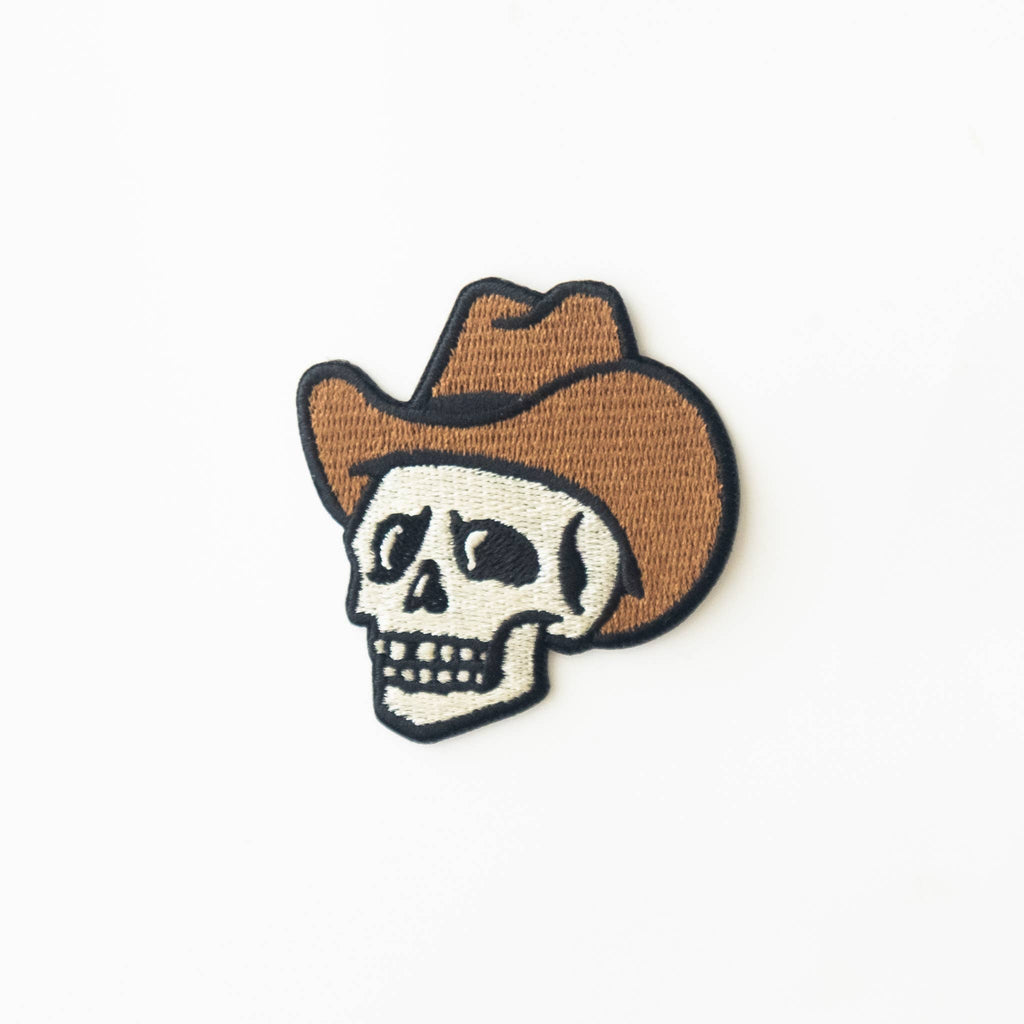 Union Made: Cowboy Skull Embroidered Iron on Patch