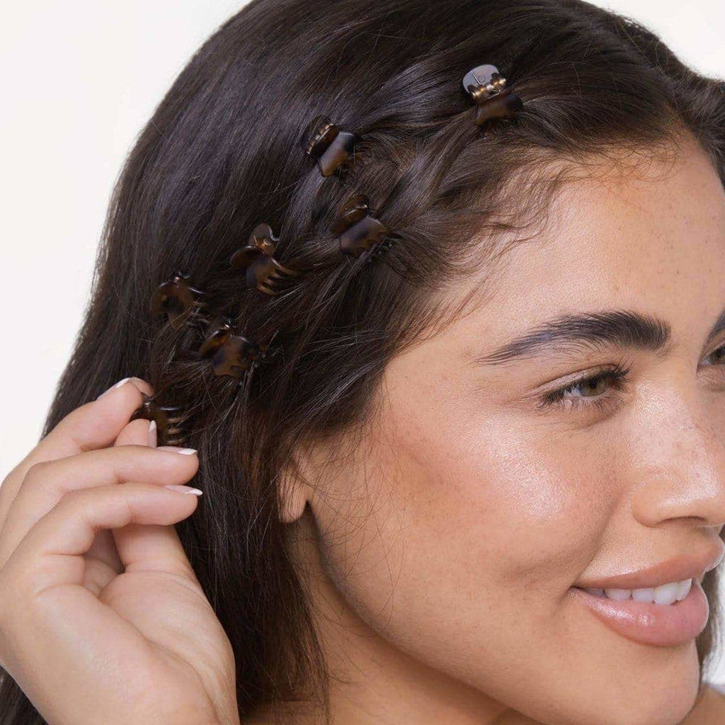 KITSCH: Recycled Plastic Micro Classic Claw Clips 16pcSet-Blk & Tort