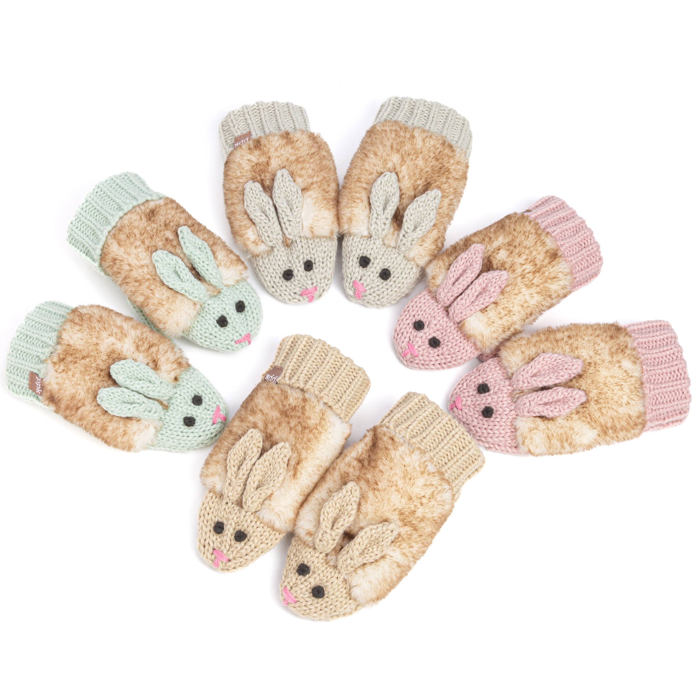Peppercorn Kids: Knit Bunny Rabbit Mittens - Oat Beige