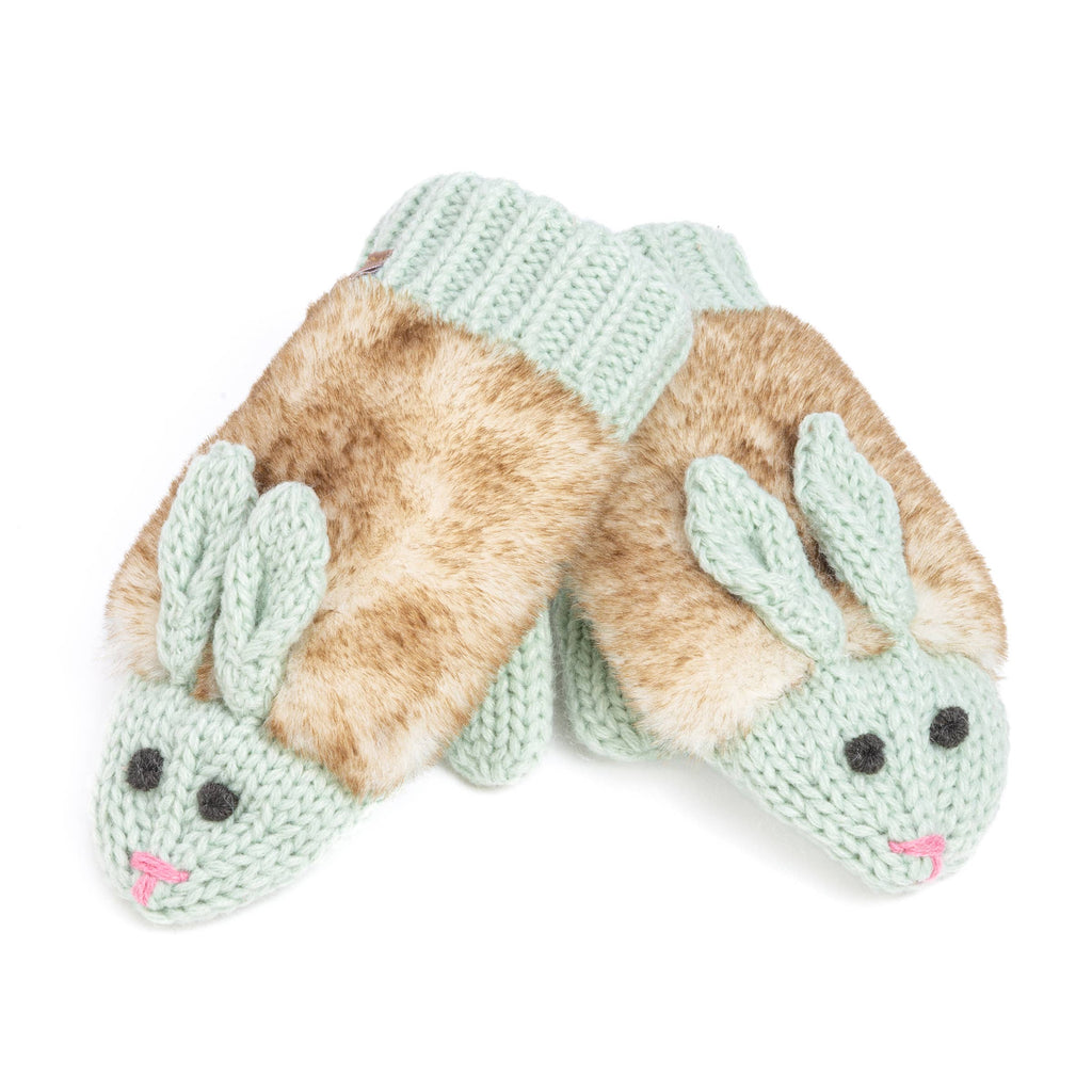 Peppercorn Kids: Knit Bunny Rabbit Mittens - Mint Green