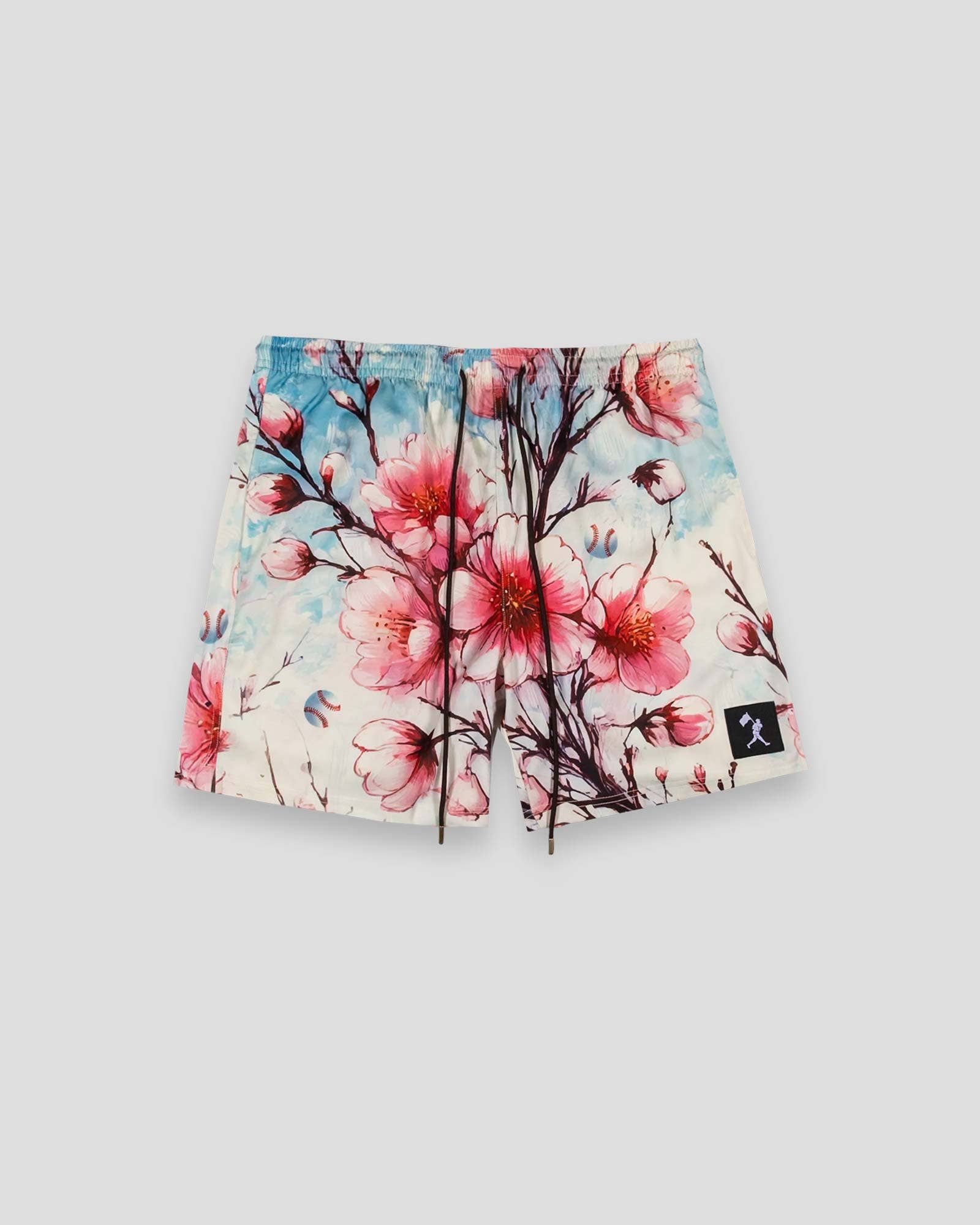 Baseballism: Cherry Blossom Baseball Diamond Lux Satin Shorts - Youth