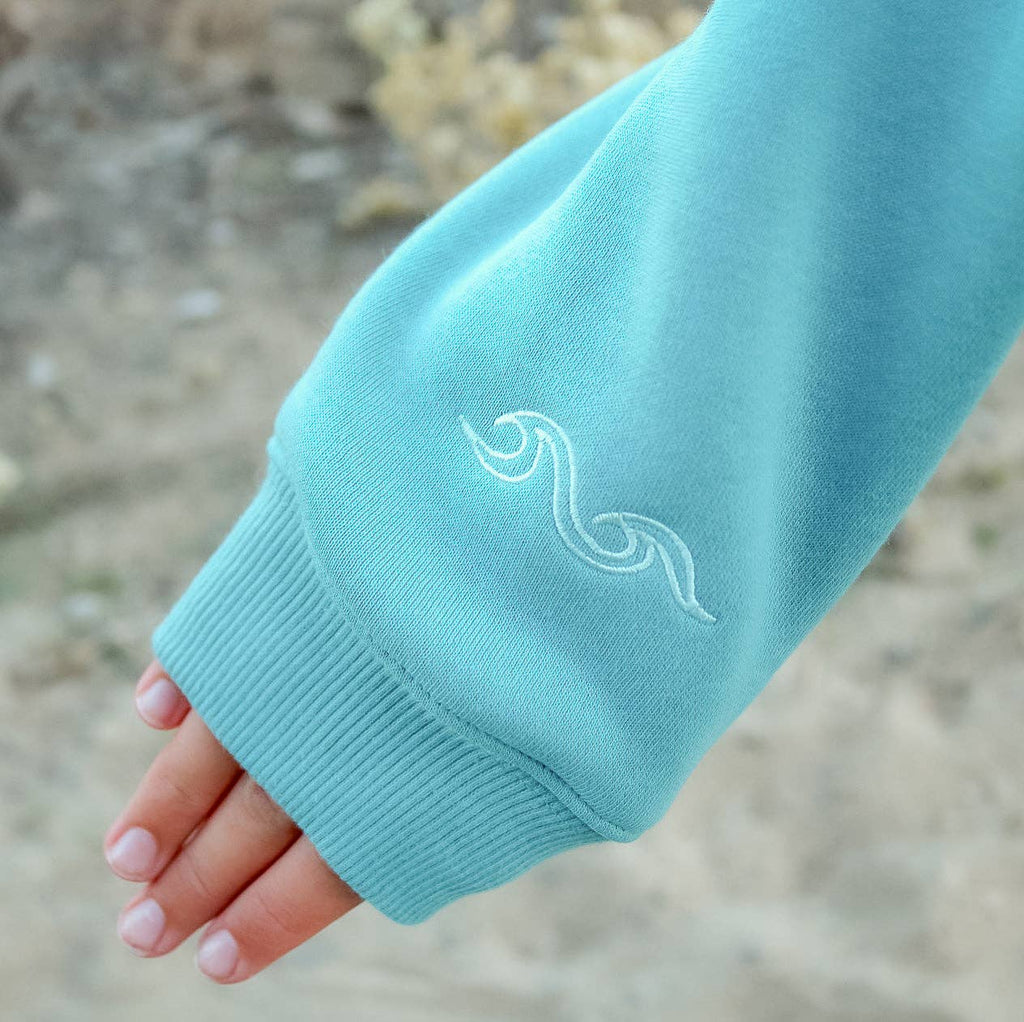 All Swell Surf: Sea Glass Surf Embroidered Hoodie - Youth