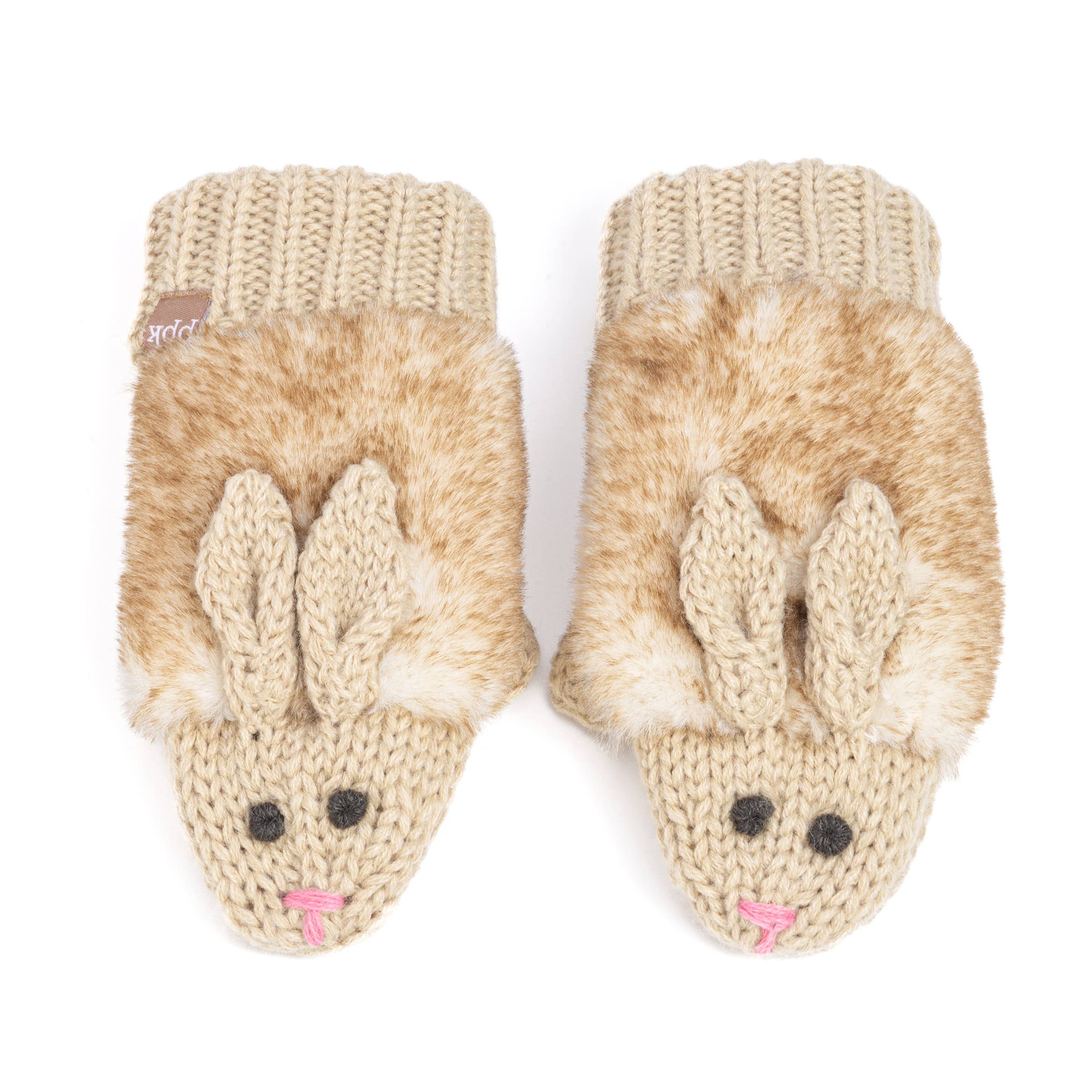 Peppercorn Kids: Knit Bunny Rabbit Mittens - Oat Beige