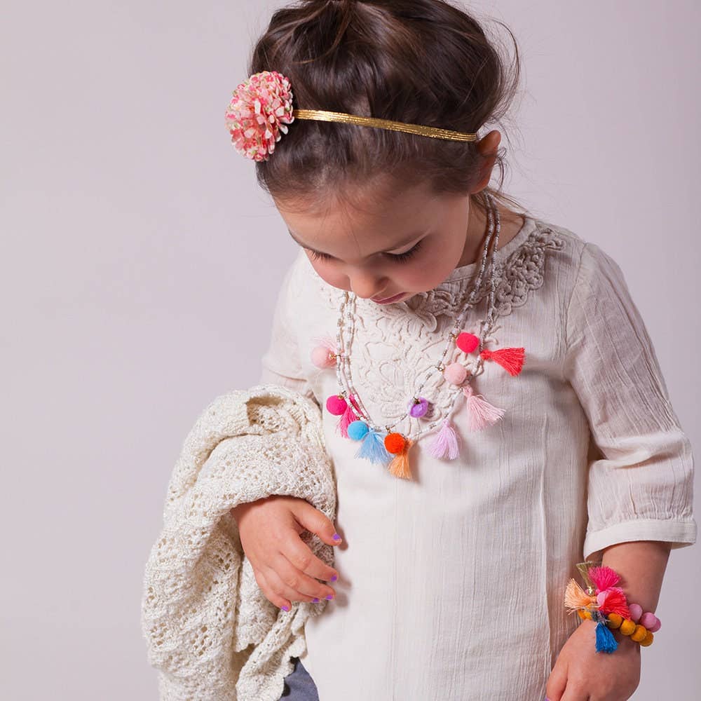 Peppercorn Kids: Fuzzy Bead & Fringe Boho Bracelet