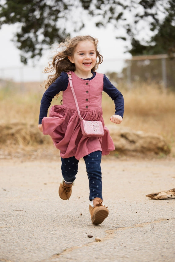Peppercorn Kids: Girls Glitter Heart Purse - Rose Pink