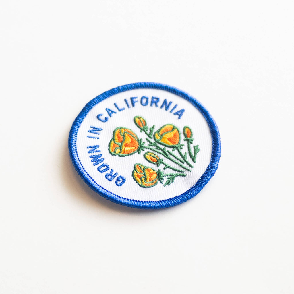 Union Made: Grown In California Embroidered Iron on Patch - Golden Poppy
