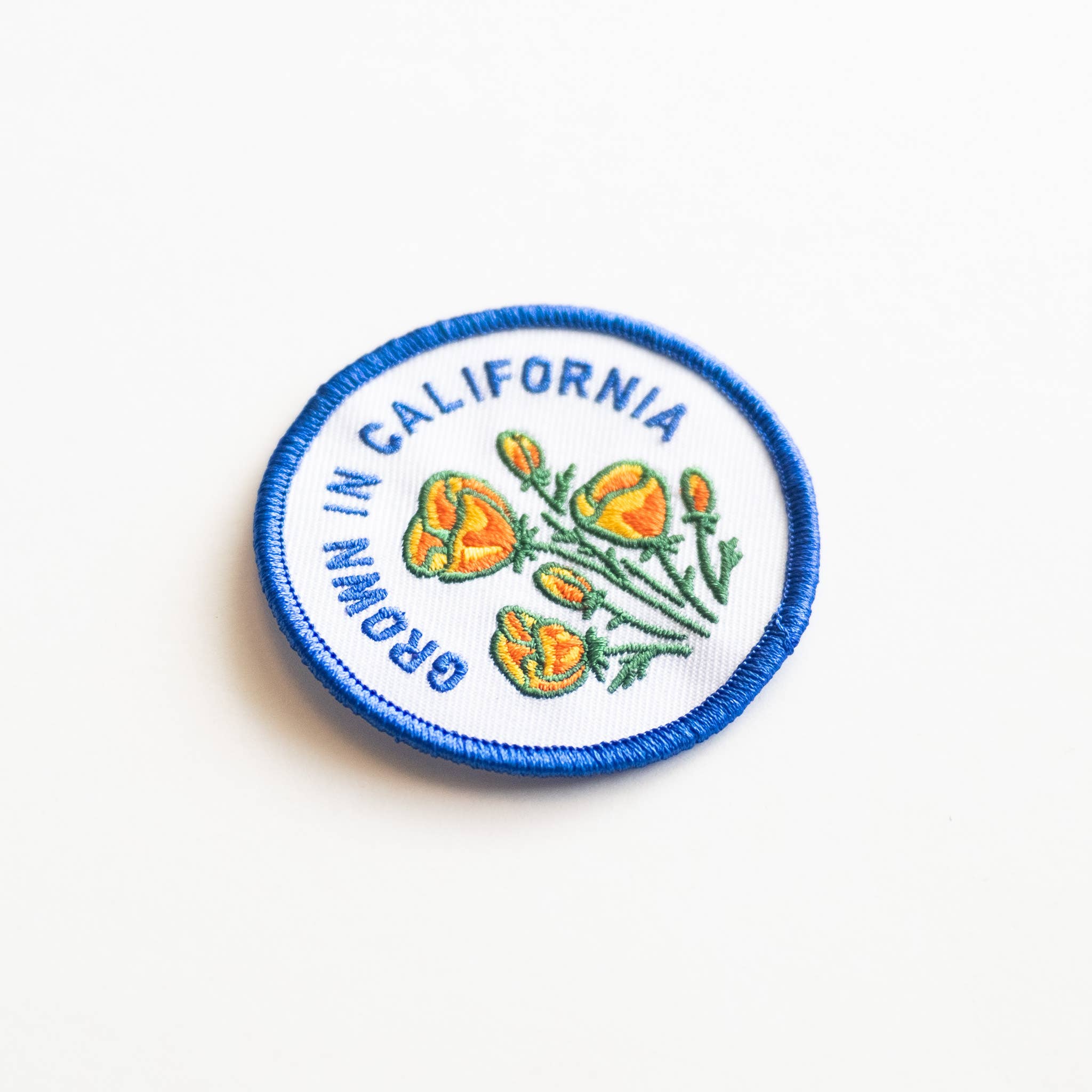 Union Made: Grown In California Embroidered Iron on Patch - Golden Poppy
