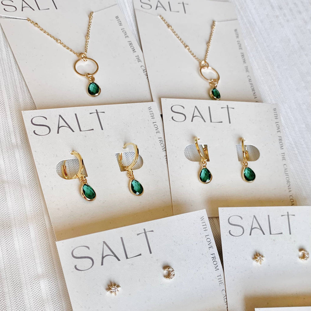 SALT by Sarah Curtis: Teal Emerald Gem Hoops