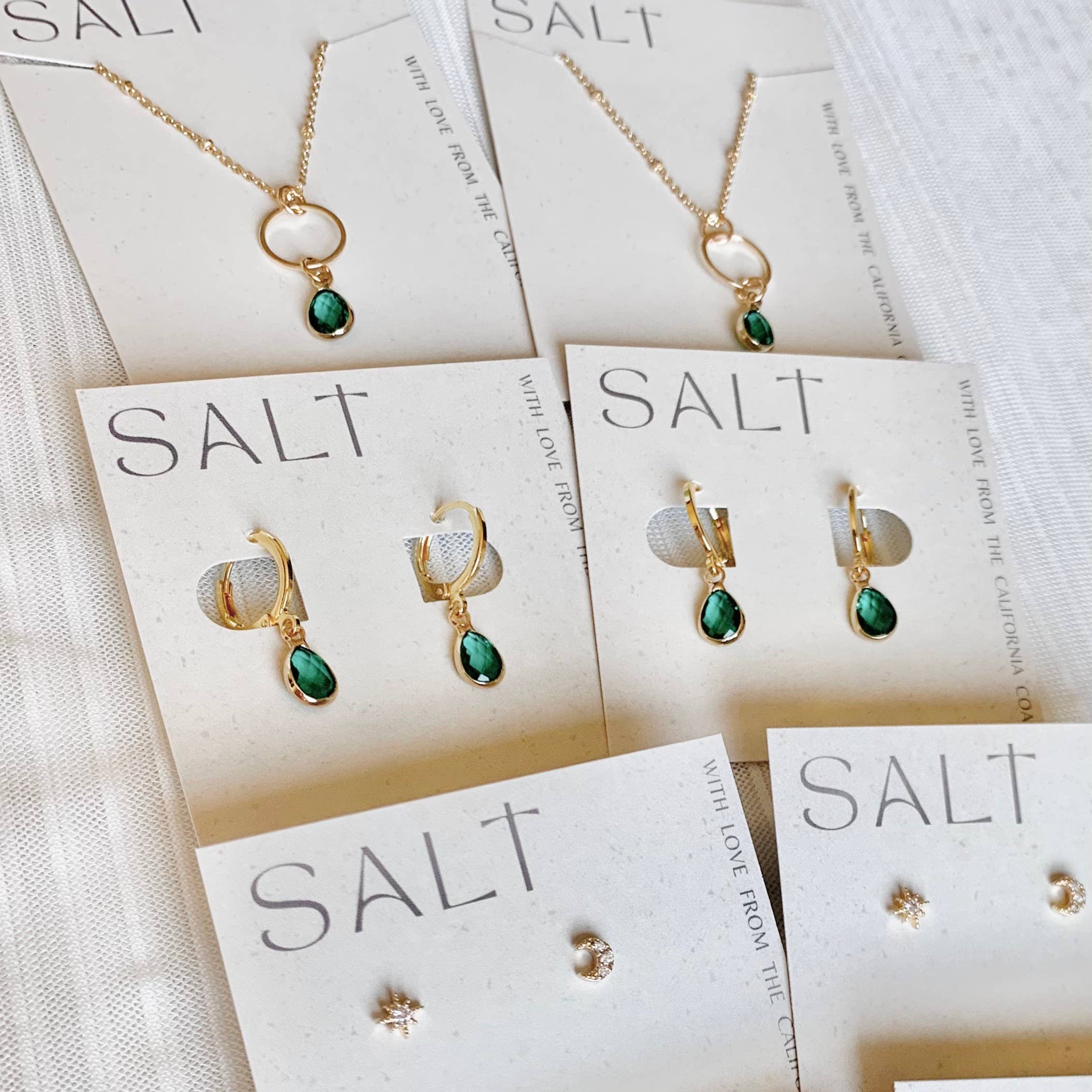 SALT by Sarah Curtis: Teal Emerald Gem Hoops