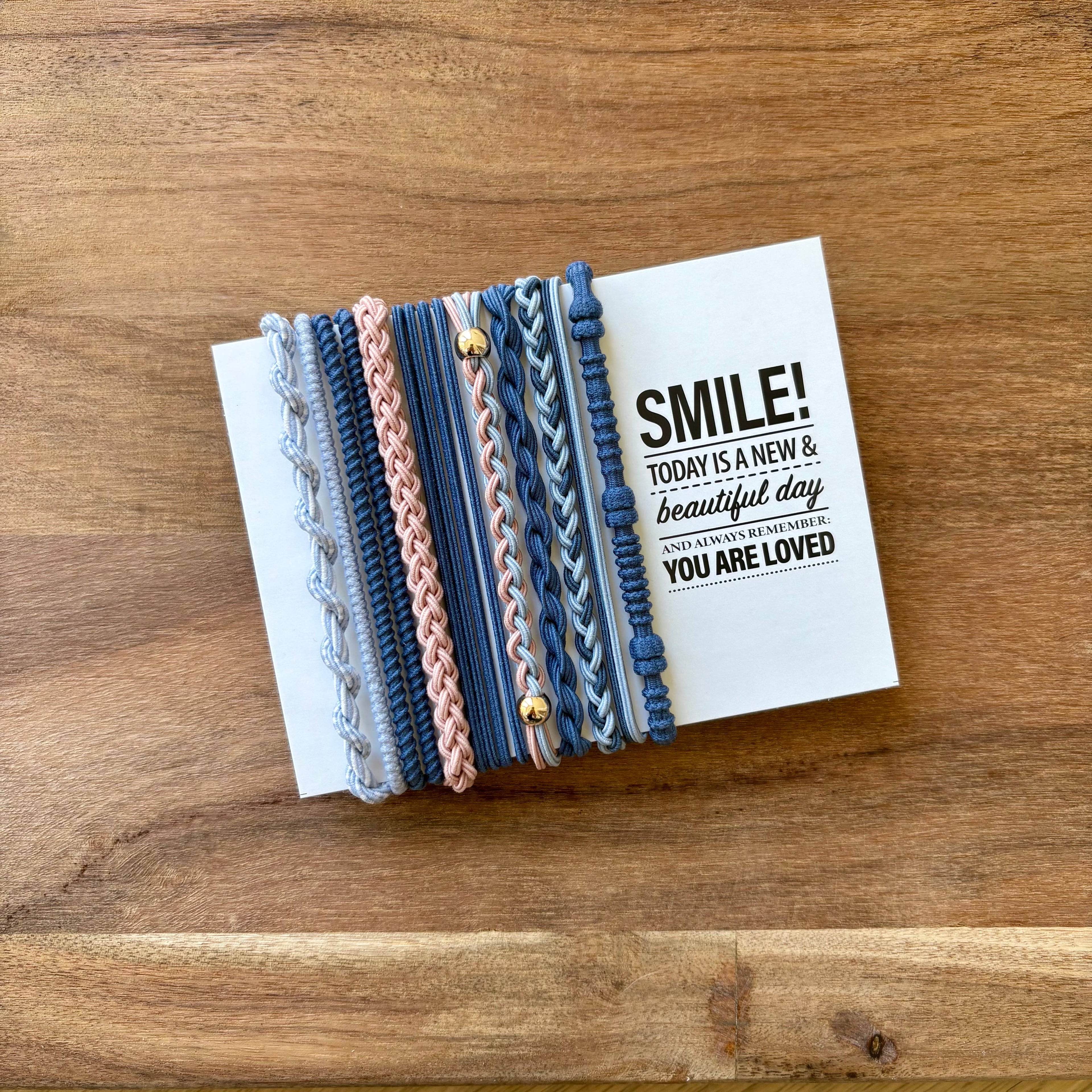 Eastern Ave Studio: Hair Tie Bracelets | Navy & Pink