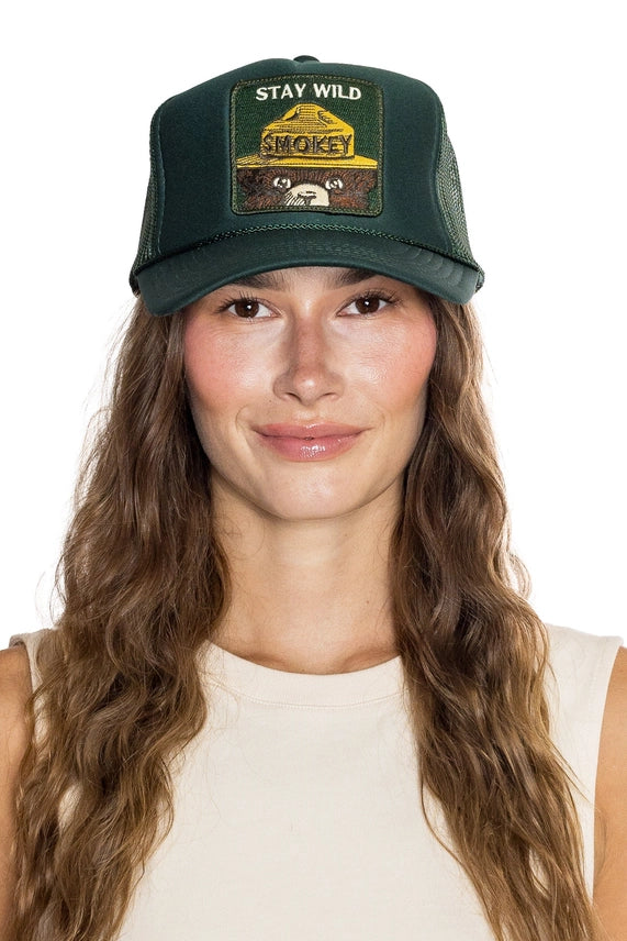 Friday Feelin' Stay Wild Trucker Hat (Deep Green)