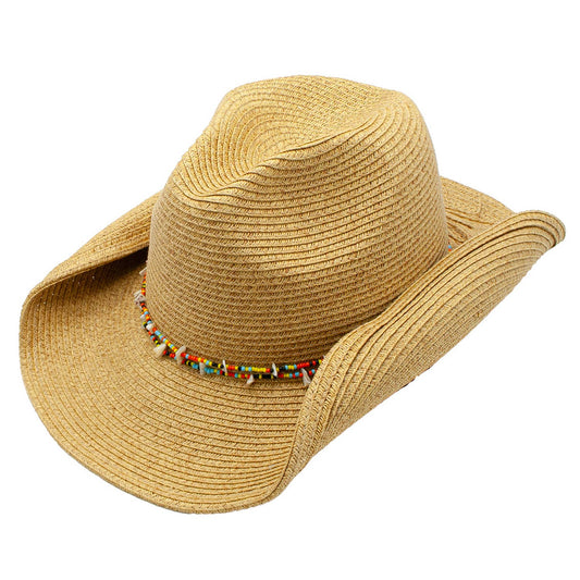 Peter Grimm: Hanai Toyo Straw Color Beaded Adjustable Western Drifter Hat