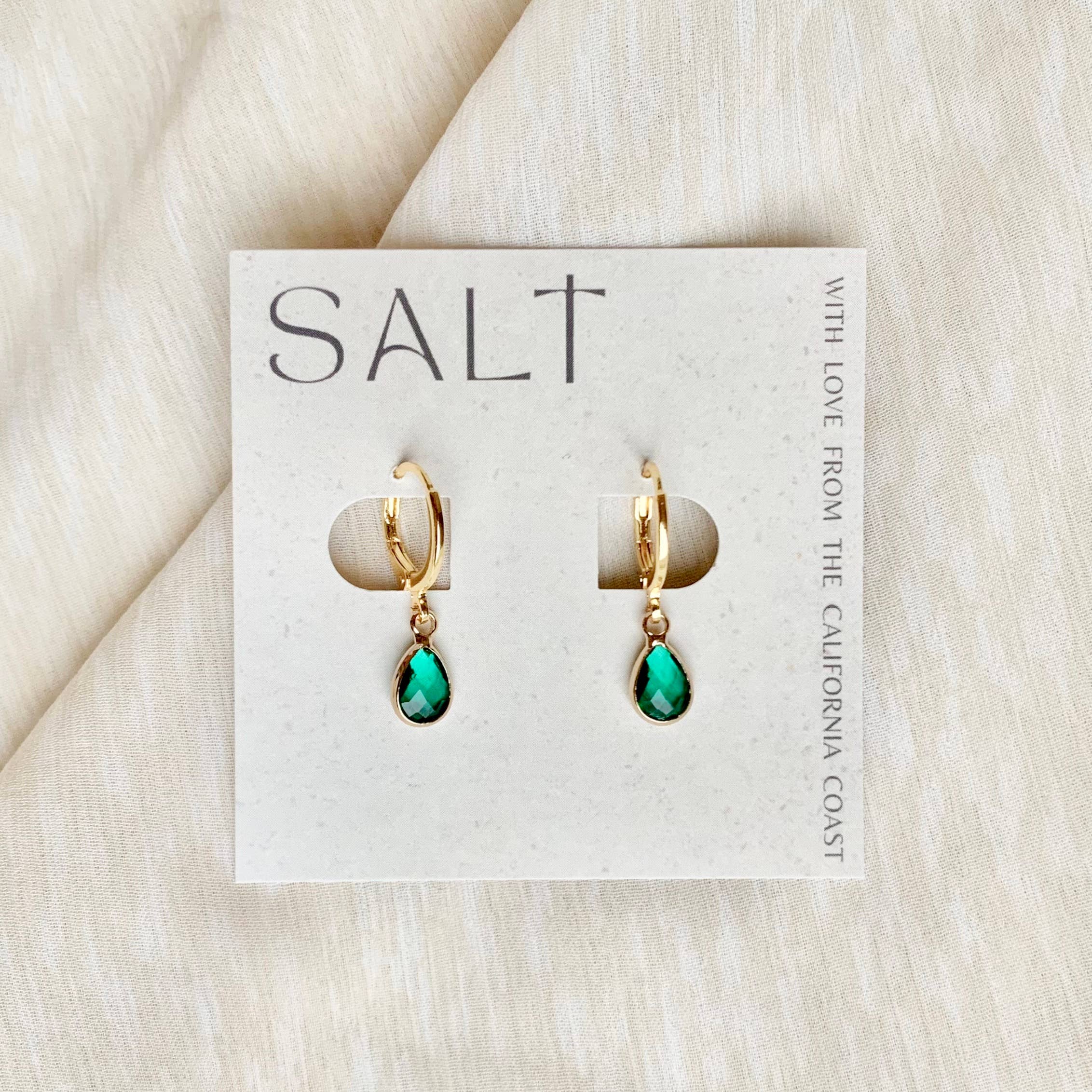 SALT by Sarah Curtis: Teal Emerald Gem Hoops