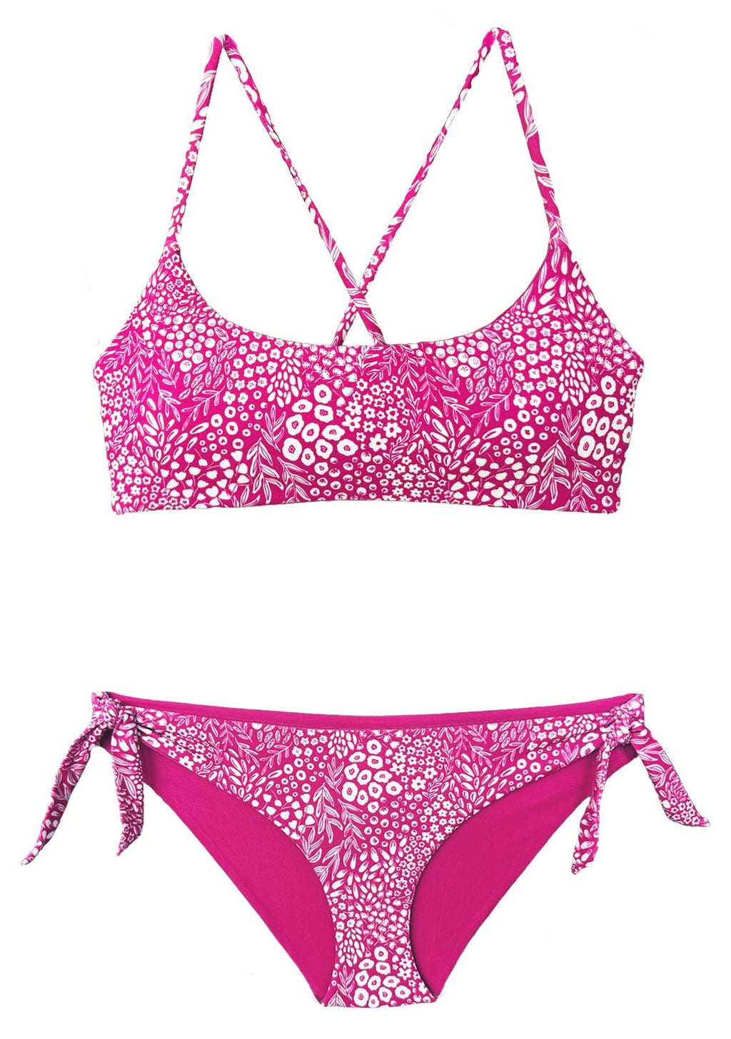 Chance Loves: CORAL Pink 2-Piece Bikini Set (Bralette Top + One-Tie Bottom)