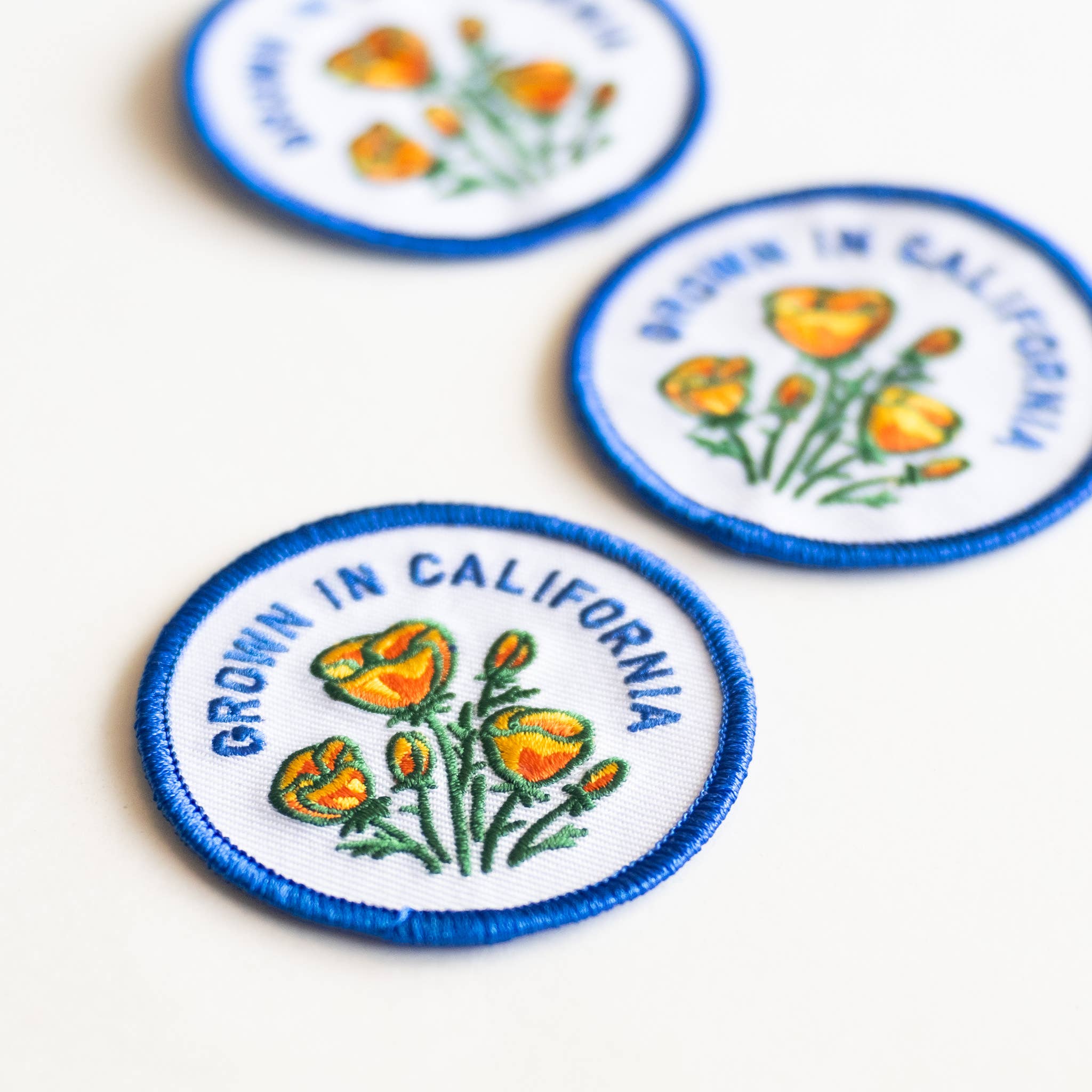 Union Made: Grown In California Embroidered Iron on Patch - Golden Poppy