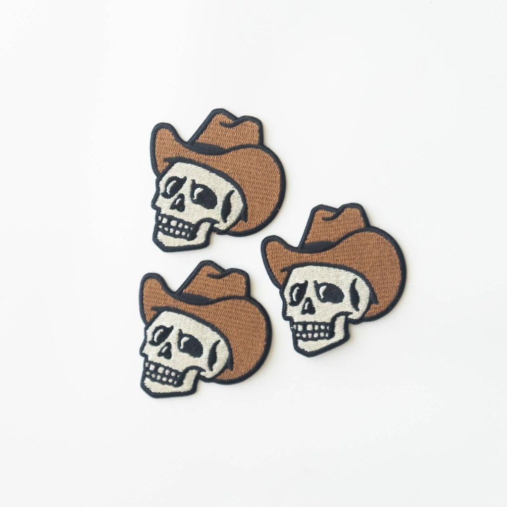 Union Made: Cowboy Skull Embroidered Iron on Patch