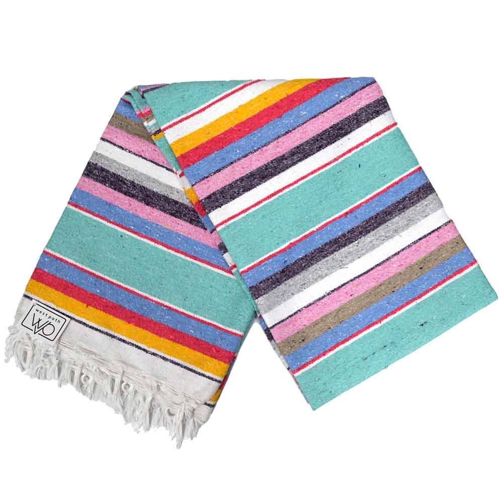 West Path: Mexican Serape Blanket - Mint Pastel