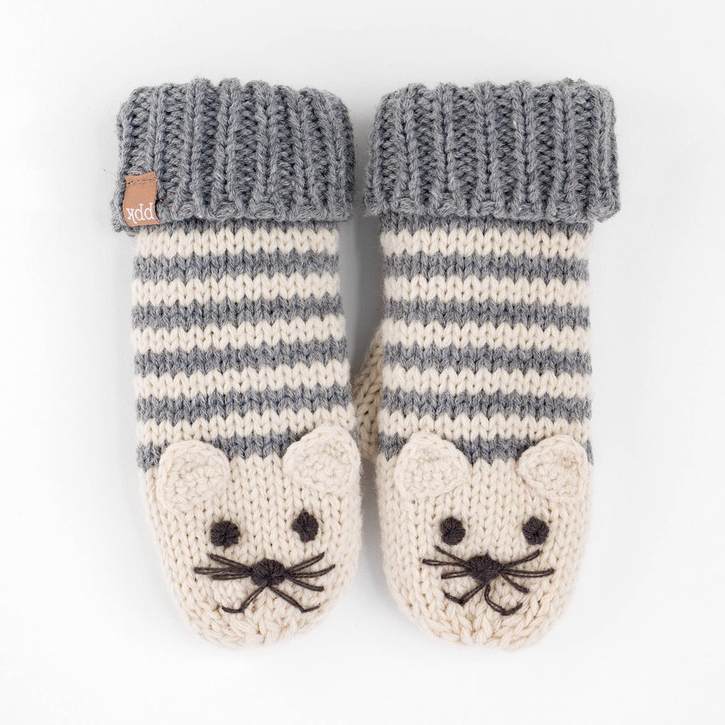 Peppercorn Kids: Knit Cat Mittens - Gray