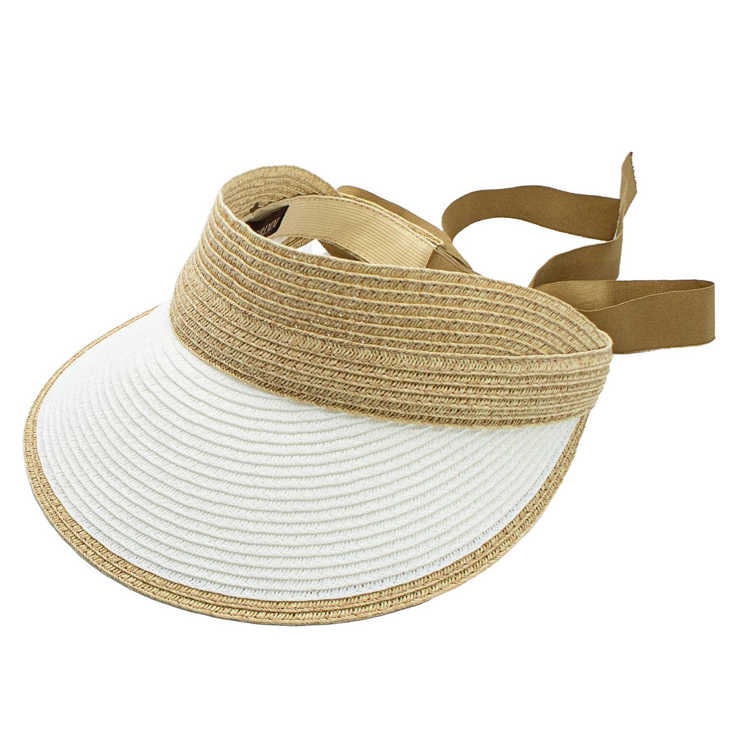 Peter Grimm: Mila Toyo Straw Adjustable White Sun Visor Cap Hat