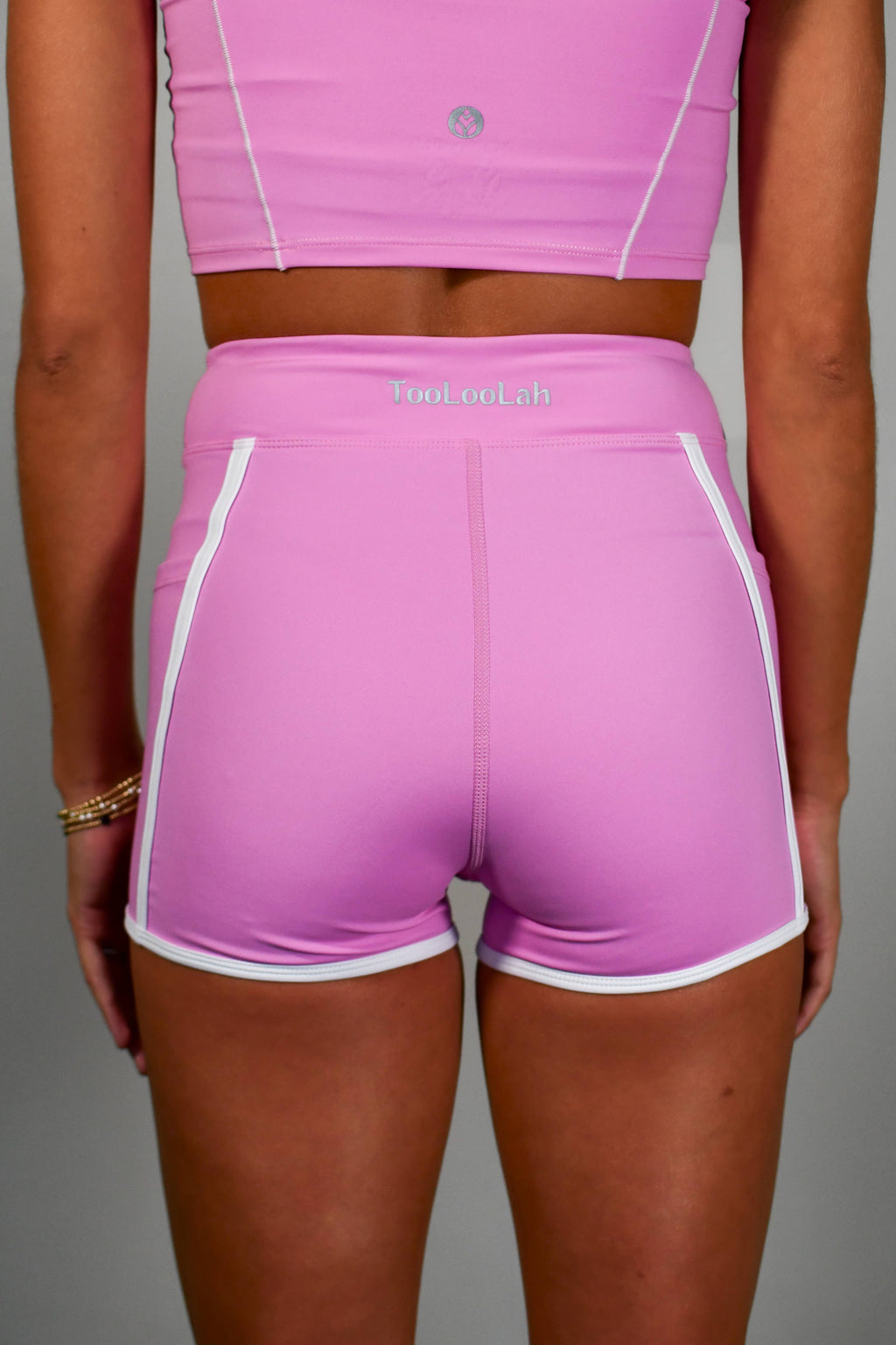 TooLooLah: Outline Contrast Shorts - Candy Pink/White