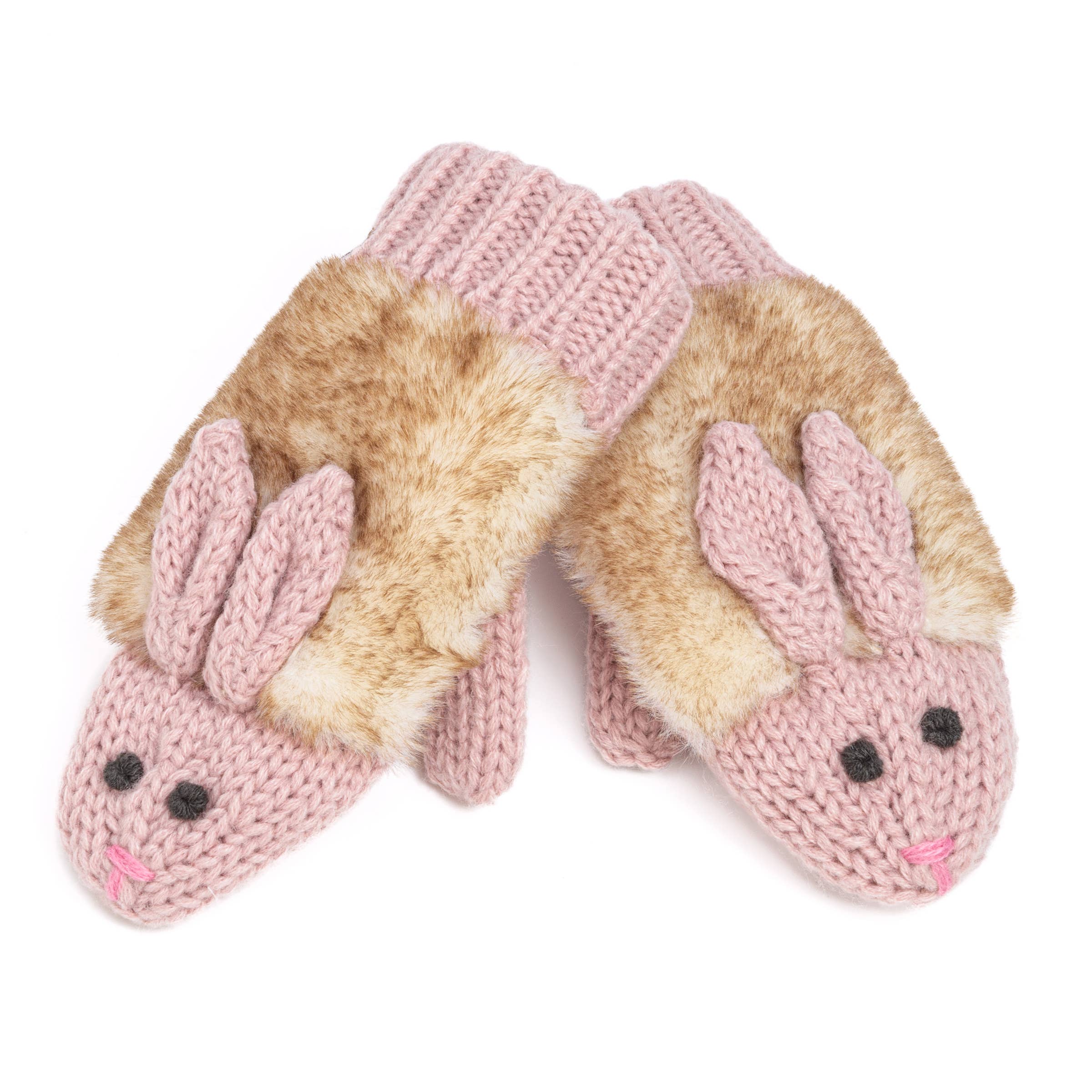 Peppercorn Kids: Knit Bunny Rabbit Mittens - Mauve Pink