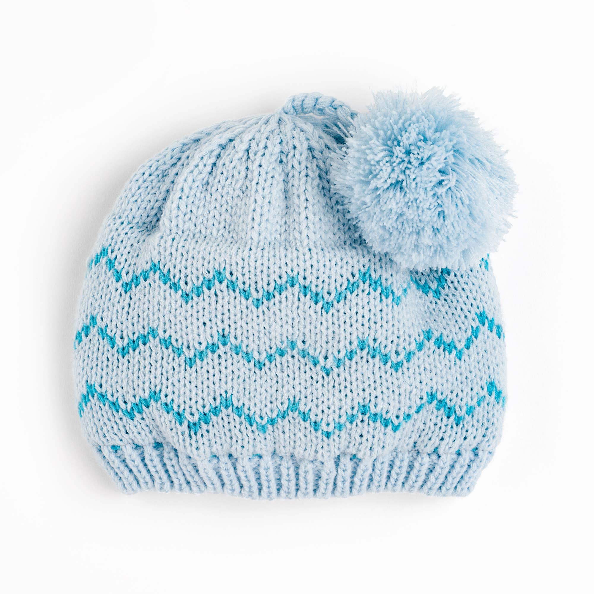 Peppercorn Kids: Zigzag Patterned Knit Beanie - Blue