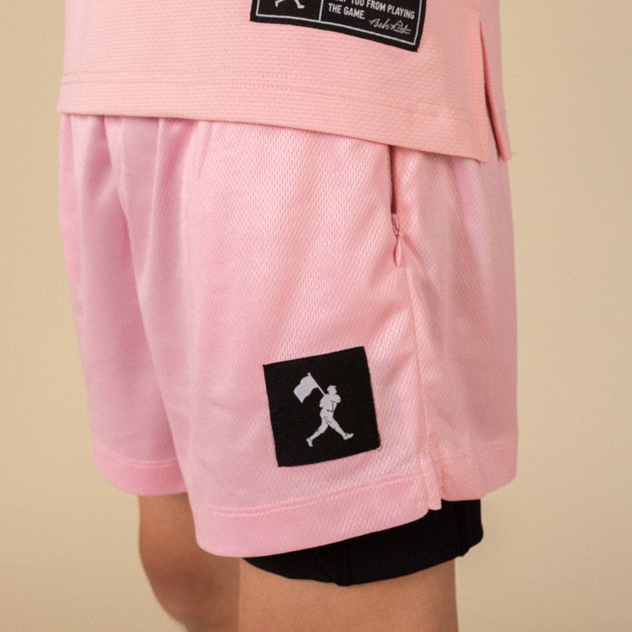 Baseballism: Diamond Air Liner Mesh Training Shorts (Pink) - Youth
