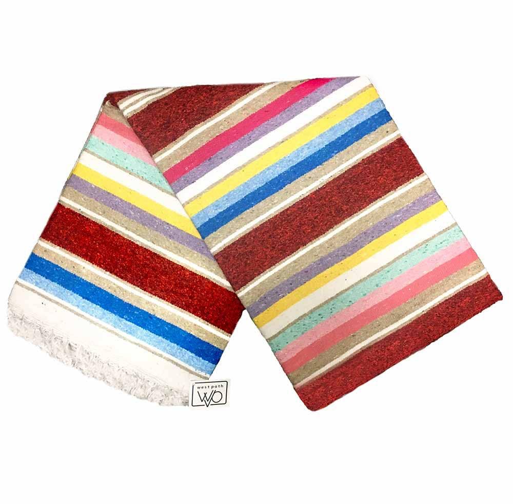 West Path: Mexican Serape Blanket - Red Pastel