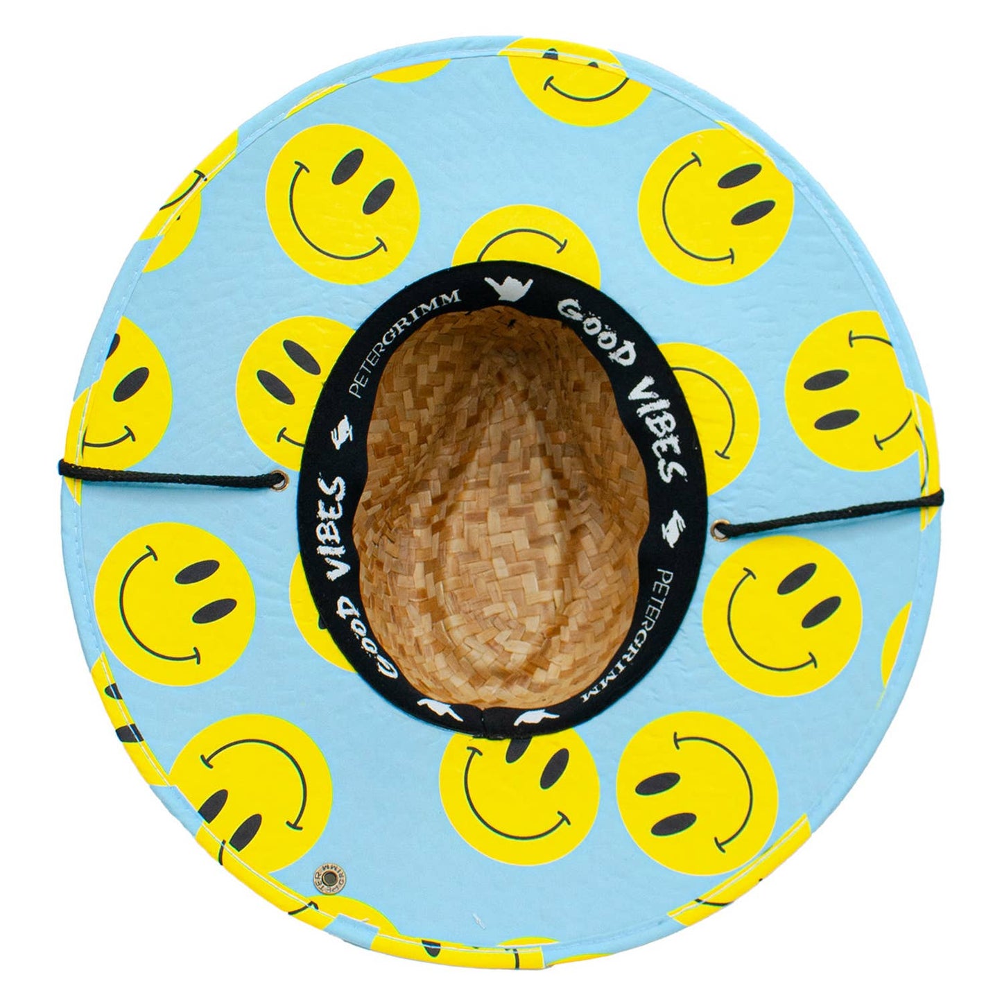Peter Grimm: Smiling Straw Wide Brim Sun Happy Face Lifeguard Hat